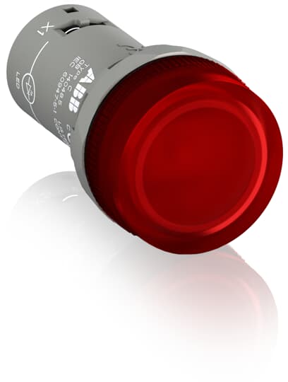 ABB Controls 22mm Pilot Light; Round; Red; 110-130VAC